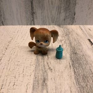 Littlest Pet Shop Tan Spaniel Puppy Dog Blue Eyes